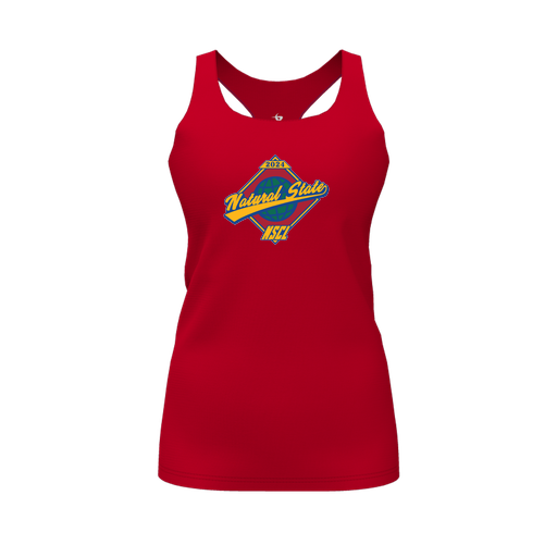 [CUS-DFW-RCBK-PER-RED-FYS-LOGO1] Racerback Tank Top (Female Youth S, Red, Logo 1)