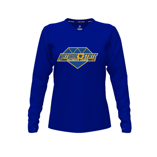 [CUS-DFW-TEES-CMF-VNK-LSL-RYL-FYXS-LOGO2] Comfort T-Shirt (Female Youth XS, Royal, V Neck, Logo 2, Long Sleeve)