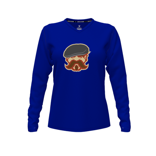 [CUS-DFW-TEES-CMF-VNK-LSL-RYL-FYXS-LOGO3] Comfort T-Shirt (Female Youth XS, Royal, V Neck, Logo 3, Long Sleeve)