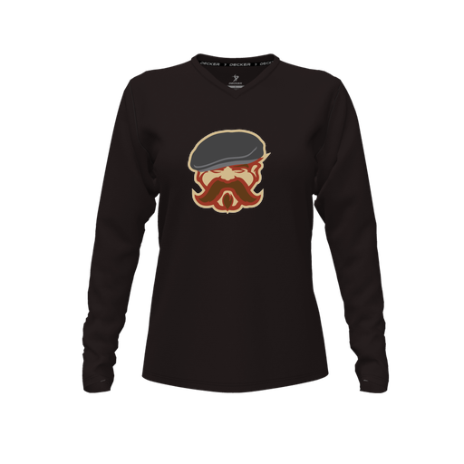 [FTLVPTBK-FYXS-LOGO3] Decker Performance T-Shirt (Female Youth XS, Black, V Neck, Logo 3, Long Sleeve)