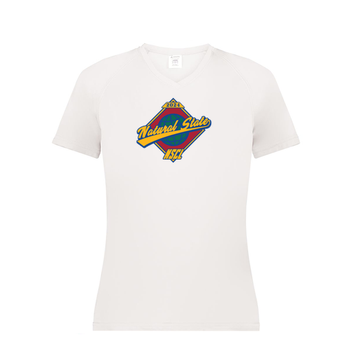 [2792.005.XS-LOGO1] Ladies Smooth Sport V-Neck T-Shirt (Female Adult XS, White, Logo 1)