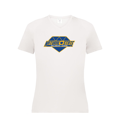 [2792.005.XS-LOGO2] Ladies Smooth Sport V-Neck T-Shirt (Female Adult XS, White, Logo 2)