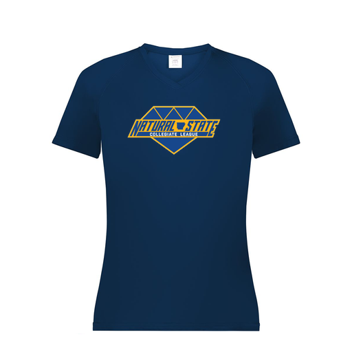[2792.065.XS-LOGO2] Ladies Smooth Sport V-Neck T-Shirt (Female Adult XS, Navy, Logo 2)