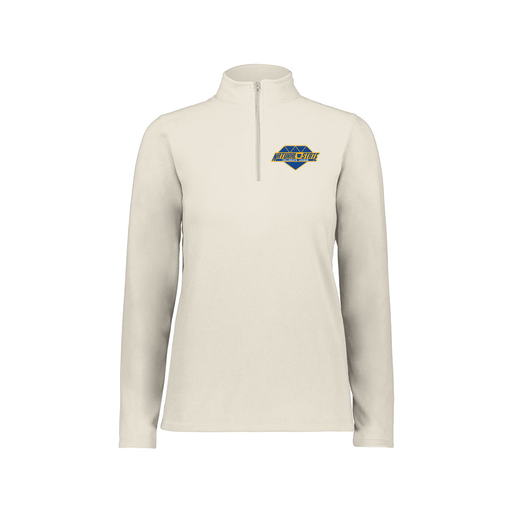 [6864.53T.XS-LOGO2] Ladies MicroFleece 1/4 Zip Pullover (Female Adult XS, White, Logo 2)