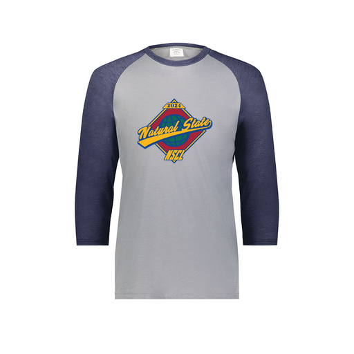 [6879.29V.S-LOGO1] Men's Vintage 3/4 Sleeve T-Shirt (Adult S, Navy, Logo 1)