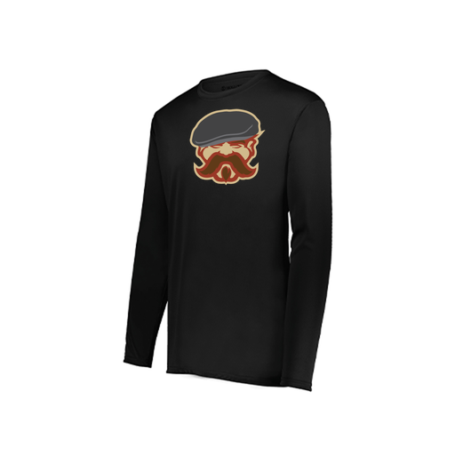 [222823.080.S-LOGO3] Youth LS Smooth Sport Shirt (Youth S, Black, Logo 3)