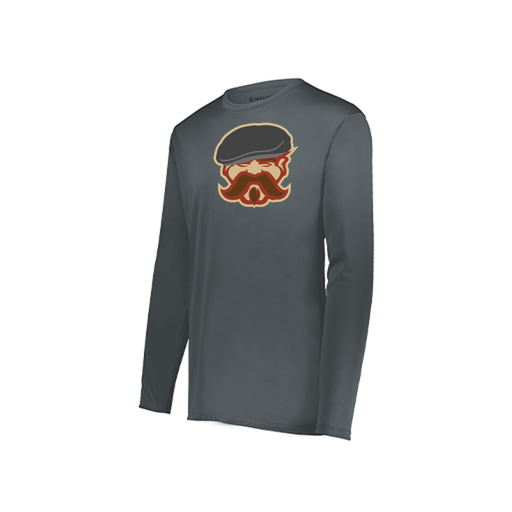 [222823.059.S-LOGO3] Youth LS Smooth Sport Shirt (Youth S, Gray, Logo 3)