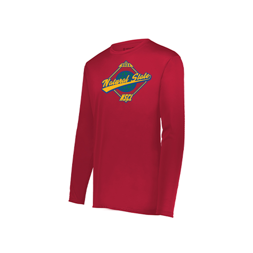[222823.083.S-LOGO1] Youth LS Smooth Sport Shirt (Youth S, Red, Logo 1)